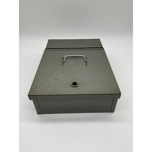 Vintage Protecto Gray Steel Security Lock Box Cash Document Safe No Key